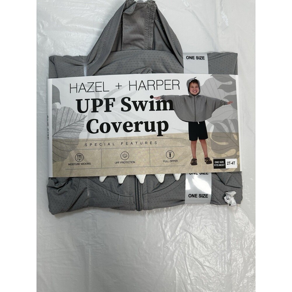 HAZEL + HARPER Swim Coverup Gray Full Zipper One Size 2T-4T UPF NEW